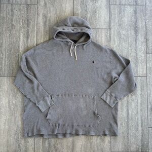 POLO RALPH LAUREN Jacket Men 5XL Gray Lightweight Thermal Knit Pullover Hooded